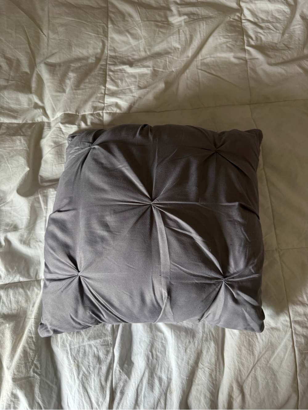 16" Square Charcoal Grey Pinch Pleat Decorative Accent Pillow